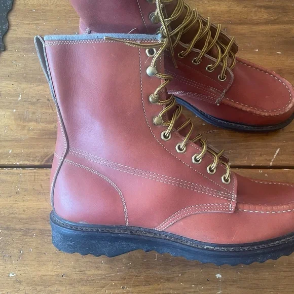 Vintage Wearmaster Sears USA Motorcycle Indy Biker Work Boots Brown Leather 11